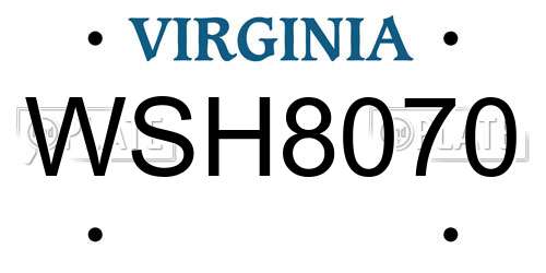 WSH8070 Virginia License Plate
