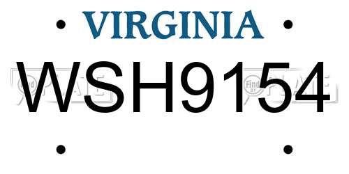 WSH9154 Virginia License Plate