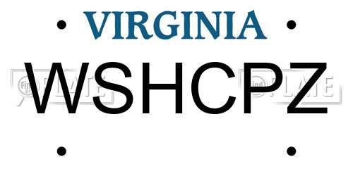 WSHCPZ Virginia License Plate