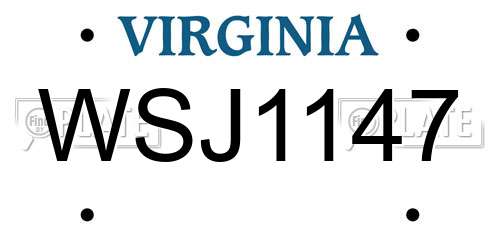 WSJ1147 Virginia License Plate