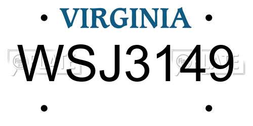 WSJ3149 Virginia License Plate