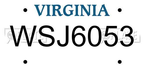 WSJ6053 Virginia License Plate