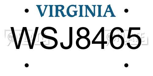 WSJ8465 Virginia License Plate