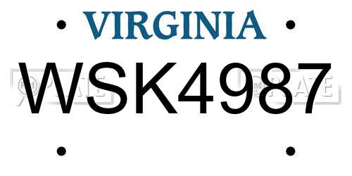 WSK4987 Virginia License Plate