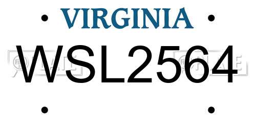 WSL2564 Virginia License Plate