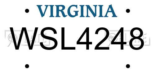 WSL4248 Virginia License Plate
