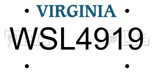 WSL4919 Virginia License Plate