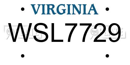 WSL7729 Virginia License Plate