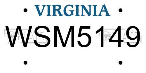 WSM5149 Virginia License Plate