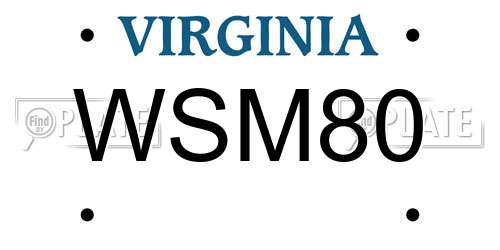 WSM80 Virginia License Plate
