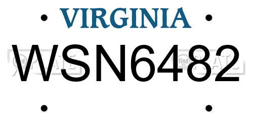 WSN6482 Virginia License Plate