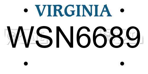 WSN6689 Virginia License Plate