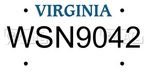 WSN9042 Virginia License Plate