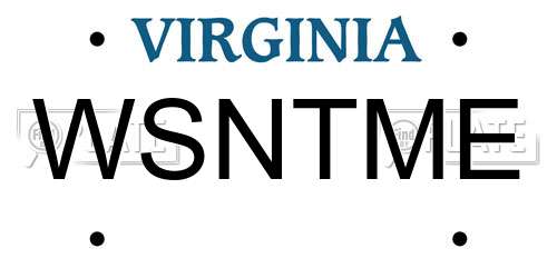 WSNTME Virginia License Plate