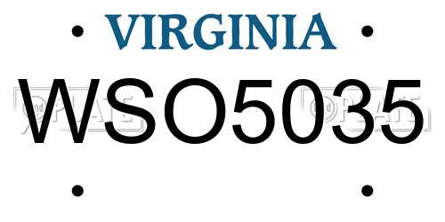 WSO5035 Virginia License Plate