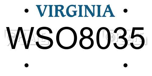 WSO8035 Virginia License Plate
