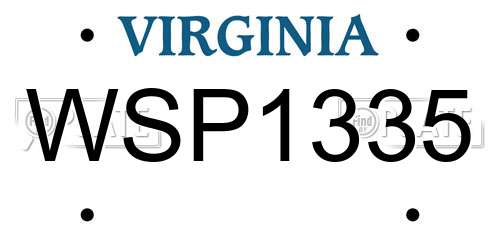 WSP1335 Virginia License Plate