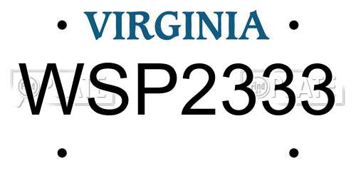 WSP2333 Virginia License Plate