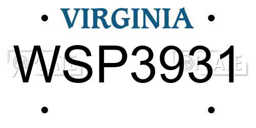 WSP3931 Virginia License Plate