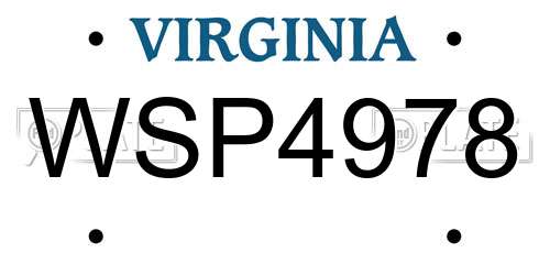 WSP4978 Virginia License Plate
