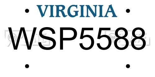 WSP5588 Virginia License Plate