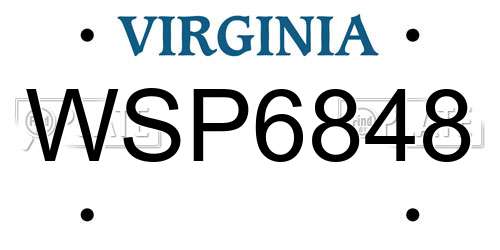 WSP6848 Virginia License Plate