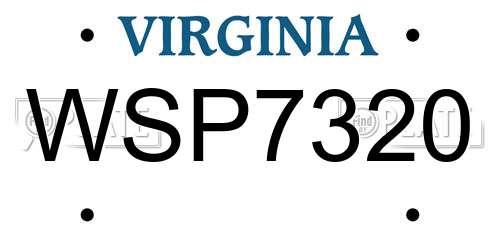WSP7320 Virginia License Plate