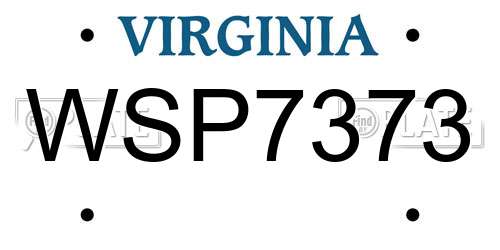 WSP7373 Virginia License Plate