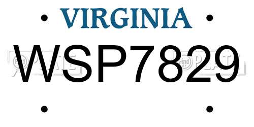 WSP7829 Virginia License Plate