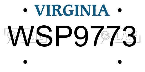 WSP9773 Virginia License Plate