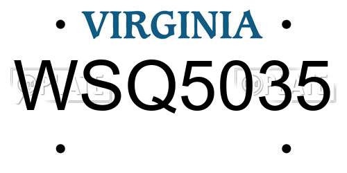 WSQ5035 Virginia License Plate