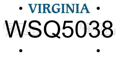 WSQ5038 Virginia License Plate