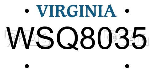 WSQ8035 Virginia License Plate