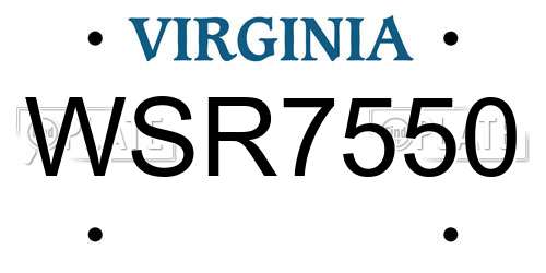 WSR7550 Virginia License Plate