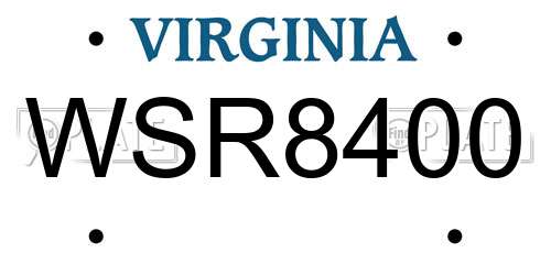 WSR8400 Virginia License Plate