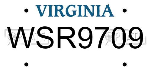 WSR9709 Virginia License Plate