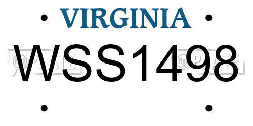 WSS1498 Virginia License Plate