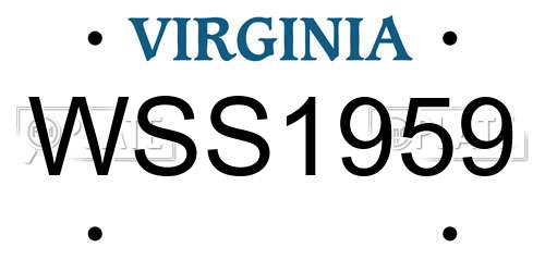 WSS1959 Virginia License Plate
