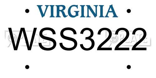 WSS3222 Virginia License Plate