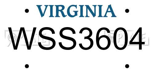 WSS3604 Virginia License Plate