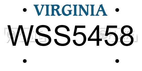 WSS5458 Virginia License Plate