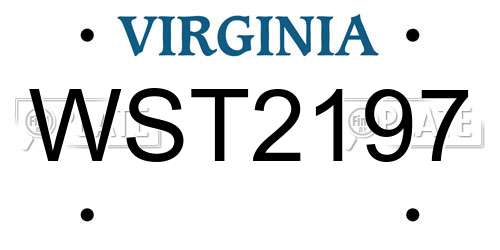 WST2197 Virginia License Plate
