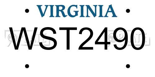 WST2490 Virginia License Plate