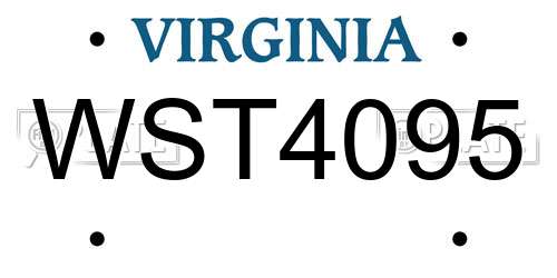 WST4095 Virginia License Plate