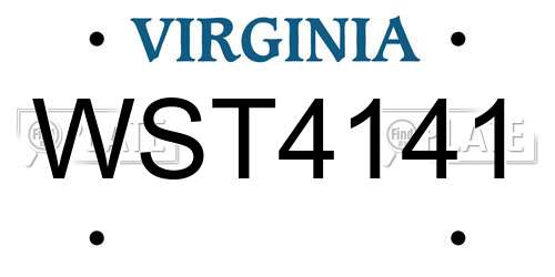 WST4141 Virginia License Plate