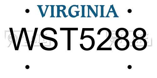 WST5288 Virginia License Plate
