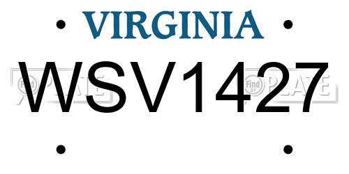 WSV1427 Virginia License Plate