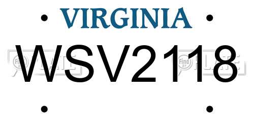 WSV2118 Virginia License Plate