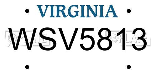 WSV5813 Virginia License Plate