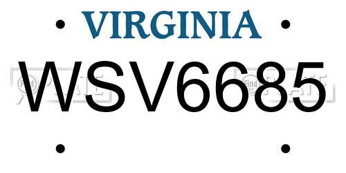 WSV6685 Virginia License Plate
